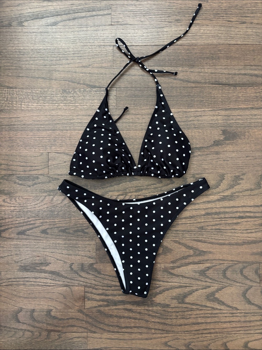 Black Polka Dot Halter Bikini Top & Bottom - Women Swim - Picture 5 of 9